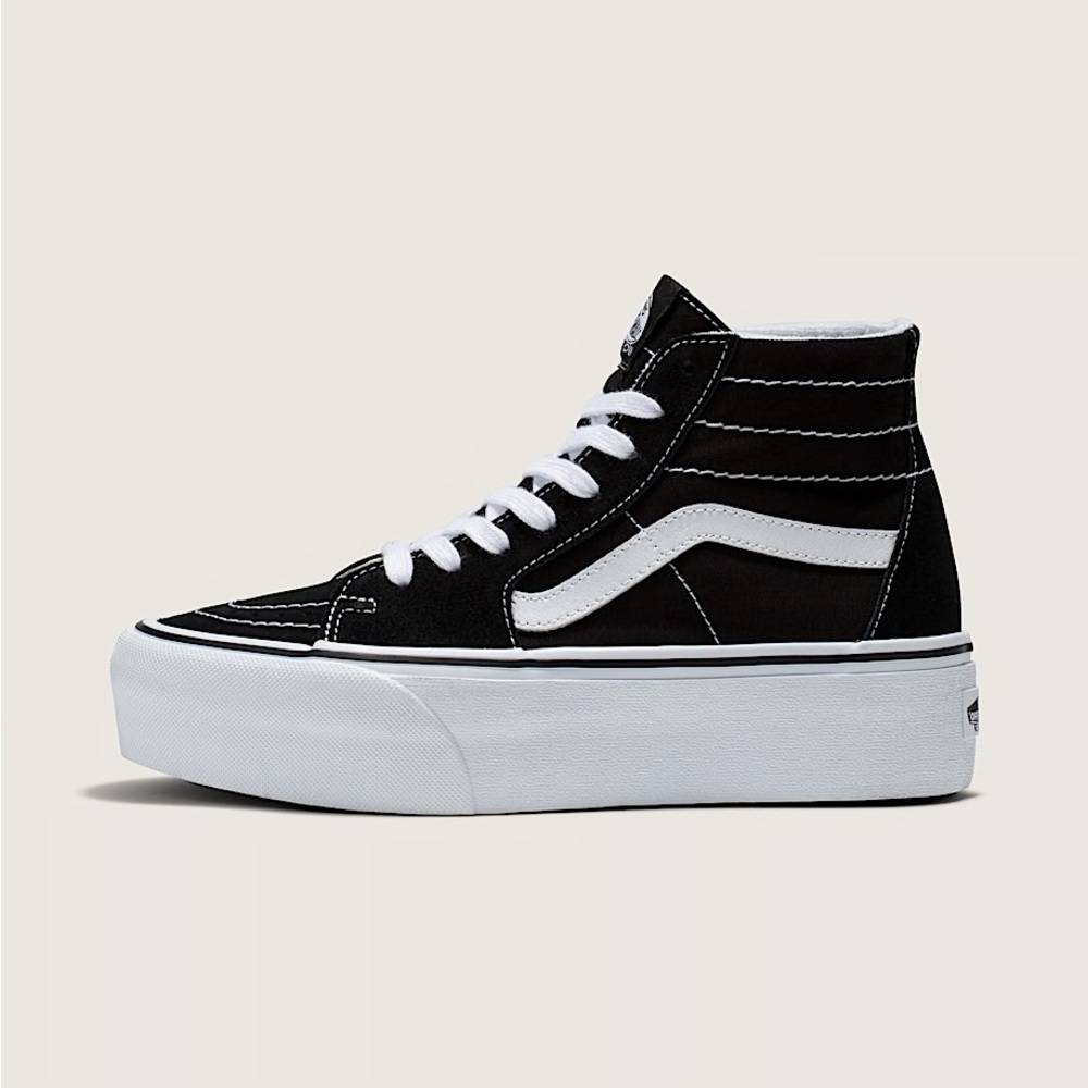 Vans Women's Black and White High-Top Sneakers